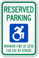 Reserved Parking Minimum Fine Sign Updated ISA Symbol
