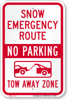 Snow Emergency Route Tow Away Zone Sign