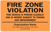 Custom Fire Zone Violation Sticker