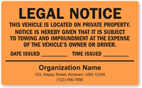 Custom Vehicle Is Located On Private Property Sticker