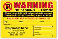 Customizable Vehicle Towed Parking Violation Sticker