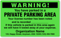 Custom You Are Illegally Parked Warning Label