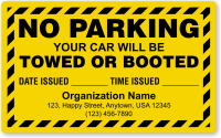 Custom No Parking Car Will Be Towed Label