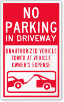 No Parking In Driveway Vehicle Towed Away Label