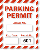 Parking Permit, Prenumbered 501-600, Vinyl Decals