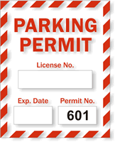 Parking Permit, Prenumbered 601-700, Vinyl Decals