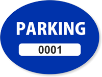 Blue Numbered Oval Parking Decal