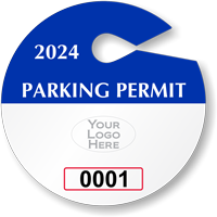 Custom Circular Parking Permit Hang Tag with Logo