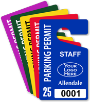 Custom Plastic Staff Parking Permit Hang Tag