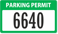 Green Numbered Parking Permit Decal