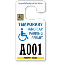 Handicap Parking Permit Rearview Mirror Jumbo Hang Tag