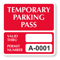Temporary Parking Pass Numbered Decal