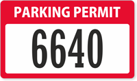 Red Numbered Parking Permit Decal