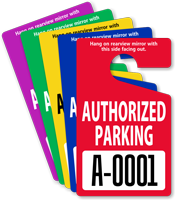 Authorized Parking Permit Mirror Hang Tag