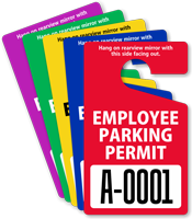 Employee Parking Permit Mirror Hang Tag