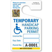 Temporary Handicapped Parking Permit Hang Tag - Blue, Numbered, SKU: PP ...