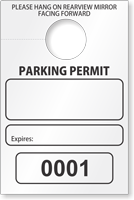 Temporary Parking Permit Mirror Hang Tag