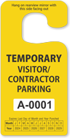 Visitor/Contractor Parking Permit Rearview Mirror Jumbo Hang Tag