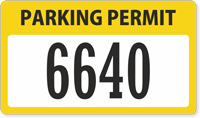 Yellow Numbered Parking Permit Decal