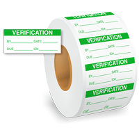 Verification Label Roll Green on White