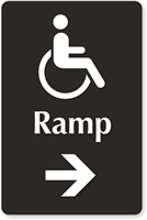 Ramp with Accessible Pictogram Right Arrow Sign