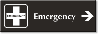 Emergency Engraved Sign First Aid Cross Right Arrow Symbol