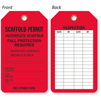 Scaffold Permit Incomplete Scaffold Fall Protection Required Tag