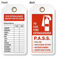 Fire Extinguisher Inspection Record Tag