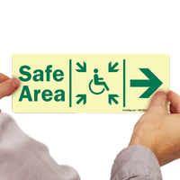 Glow-in-the-Dark Handicap Safe Area Right Sign