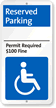 Reserved Parking Permit Required Fine Imposed Sign