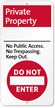 Private Property No Public Access Trespassing iParking Sign