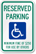 Reserved Parking Minimum Fine Sign