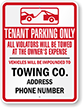 Custom Tow Away Tenant Parking Only Sign
