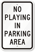 No Playing In Parking Area Sign