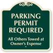 Parking Permit Required, Towed At Owners Expense Sign