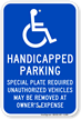 Handicapped Parking Special Plate Required Sign
