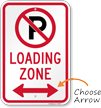 Directional Loading Zone Sign with No Parking Symbol