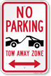 No Parking, Bidirectional Tow Away Zone Sign