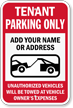 Personalized Tenant Parking Only, Tow Away Sign