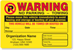 Custom Parking Violation Warning Sticker - Vehicle Will Be Towed or Booted