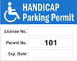 Parking Permit, Handicapped Prenumbered 101-200 Vinyl Decals