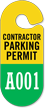 Contractor Parking Permit Hang Tag, Sequentially Numbered