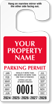 Custom Jumbo Numbered Temporary Parking Permit Hang Tag