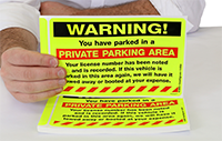 Parking Violation Stickers, Warning, You Have Parked in a Private Parking Area
