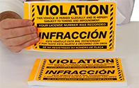 Violation Vehicle Parked Illegally Bilingual Stickers
