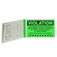 Fluorescent green parking violation sticker