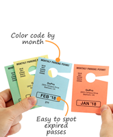 Monthly Color-Coded Parking Tags~Custom Imprint Monthly Parking Permit